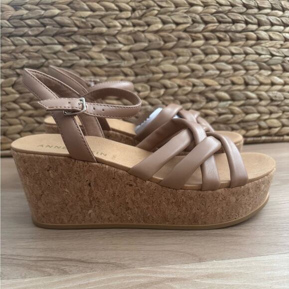 NWB! Anne Klein Brown Vinette Slip On Wedges Slingback Sandals - Picture 4 of 8